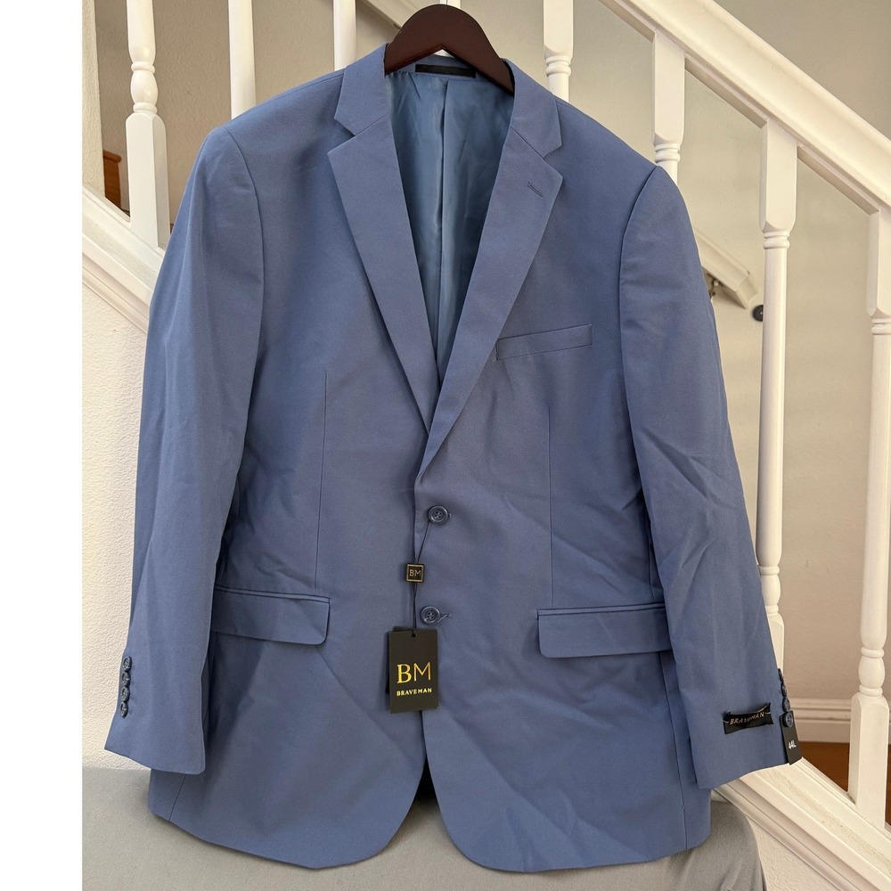 Braveman‎ Mens Slate Blue Classic Fit Suit Jacket Blazer PR02 44L New